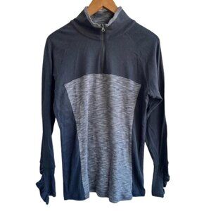 COLUMBIA Black and Grey Quarter-Zip Long Sleeve Pullover Activewear Women’s XL